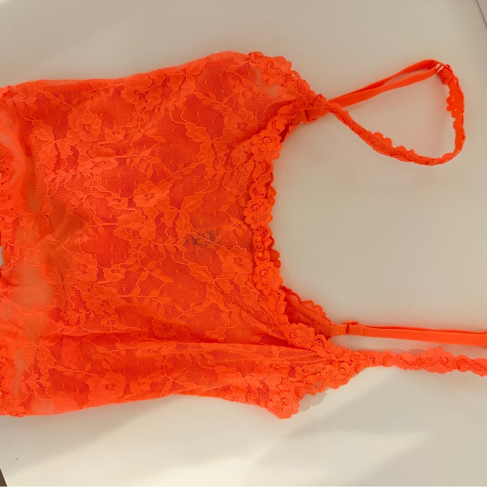 SKIMS Bright Orange Lace Bra Top